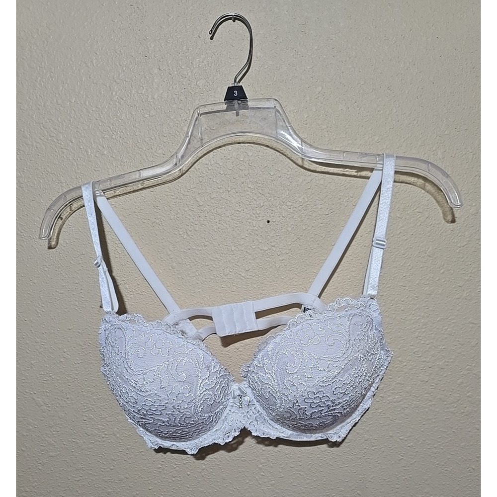 Smart &‎ Sexy Signature Lace White Floral Comfort Underwire Push Up Bra Size 38C